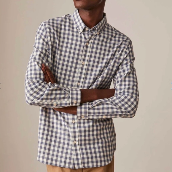 Haggar Button Down Shirt Gray/White Gingham Cotton blend Men/Unisex Sz L - Picture 6 of 6